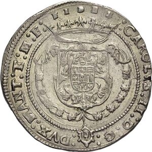 obverse: Mantova, Carlo II Gonzaga/Nevers (1647-1665), da 80 Soldi, Rara MIR-694 Ag 36 mm 14,66 g, di bella qualità, SPL+
				