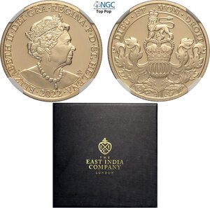 obverse: Saint Helena, East India Company, Elizabeth II (1952-2022), Sovereign 2022, Mintage: 1120 (750 in box), with original box and certificate, in Slab NGC PF70 Ultra Cameo Top Pop! (cert. 6647230008)
				