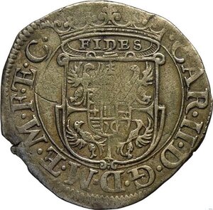 obverse: Mantova, Carlo II Gonzaga/Nevers (1647-1665), Lira 1663, Rara MIR-701 Ag 27,5 mm 4,03 g, BB+
				