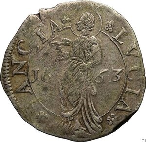 reverse: Mantova, Carlo II Gonzaga/Nevers (1647-1665), Lira 1663, Rara MIR-701 Ag 27,5 mm 4,03 g, BB+
				