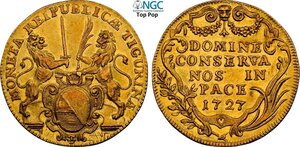 obverse: Switzerland Zurich, Republic (1648-1798), 2 Ducat 1727, Fr-485a Au 27 mm 6,93 g, in Slab NGC AU55 Top Pop! (cert. 6641706005)
				