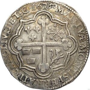 reverse: Mantova, Ferdinando Carlo Gonzaga/Nevers (1669-1707), Scudo 1675, Rara MIR-729 Ag 40 mm 21,96 g, graffietti, SPL
				