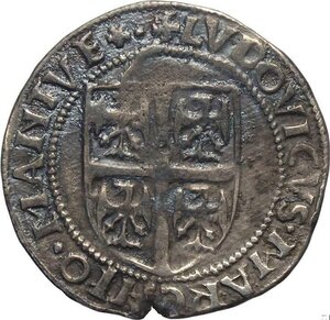 obverse: Mantova, Ludovico III Gonzaga (1445-1478), Mezzo Testone, RRR MIR-392 Ag 25,5 mm 4,29 g, porosità, BB
				