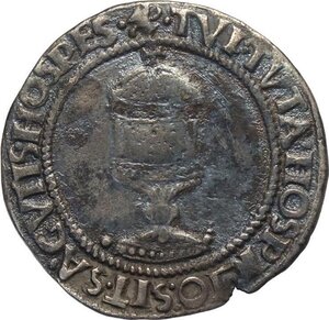 reverse: Mantova, Ludovico III Gonzaga (1445-1478), Mezzo Testone, RRR MIR-392 Ag 25,5 mm 4,29 g, porosità, BB
				