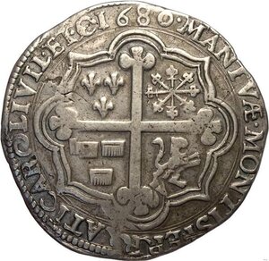 reverse: Mantova, Ferdinando Carlo Gonzaga/Nevers (1669-1707), Scudo 1680, Rara MIR-729 Ag 41 mm 21,61 g, BB
				