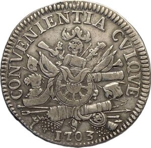 reverse: Mantova, Ferdinando Carlo Gonzaga/Nevers (1669-1707), Scudo 1703, Rara MIR-731 Ag 41 mm 25,91 g, BB
				