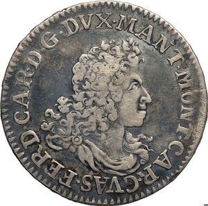 obverse: Mantova, Ferdinando Carlo Gonzaga/Nevers (1669-1707), Mezzo Scudo 1702, RRR MIR-735 Ag 34,5 mm 12,57 g, q.BB
				