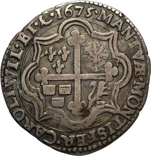 reverse: Mantova, Ferdinando Carlo Gonzaga/Nevers (1669-1707), Quarto di Scudo 1675, RR MIR-737 Ag 29 mm 4,92 g, BB
				