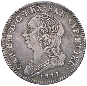 obverse: Carlo Emanuele III (1755-1773) Quarto di scudo 1771 - Nomisma 193 AG (g 8,70) R. BB