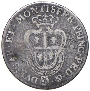 reverse: Carlo Emanuele III (1755-1773) Monetazione per la Sardegna - Quarto di scudo 1771 - Nomisma 251 AG (g 4,34) RR Colpo al R/, porosa. B