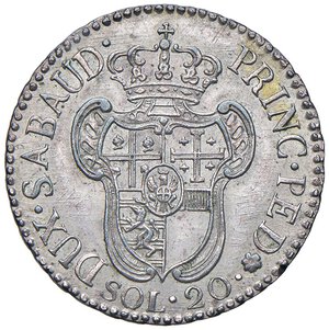 reverse: Vittorio Amedeo III (1773-1796) 20 Soldi 1796 - Nomisma 365; MIR 990c MI (g 5,42) Colpo di lima al ciglio del R/, leggermente lucidato. SPL