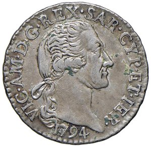 obverse: Vittorio Amedeo III (1773-1796) 15 Soldi 1794 - Nomisma 366 MI (g 4,74). SPL