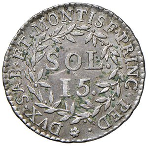 reverse: Vittorio Amedeo III (1773-1796) 15 Soldi 1794 - Nomisma 366 MI (g 4,74). SPL