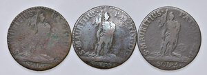 reverse: Vittorio Amedeo III (1773-1796) Lotto di 3 monete da 5 soldi: 1794-1795-1796 - Nomisma 381;382;383 CU. Come da foto