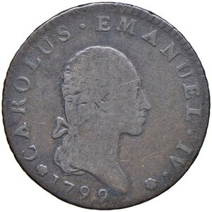 obverse: Carlo Emanuele IV (1796-1802) 7,6 Soldi 1799 - Nomisma 486 MI (g 4,64) R. MB