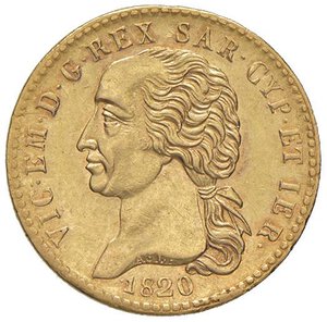 obverse: Vittorio Emanuele I (1814-1821) 20 Lire 1820 - Nomisma 512 AU R. SPL/BB+