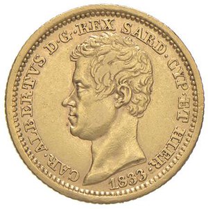 obverse: Carlo Alberto (1831-1849) 10 Lire 1833 G - Nomisma 667 AU RR Colpi al bordo, graffi al D/. BB/BB+