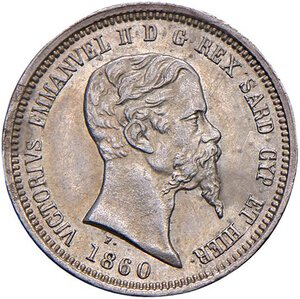 obverse: Vittorio Emanuele II (1849-1861) 50 Centesimi 1860 M - Nomisma 818 AG Modestissima macchia al D/. SPL+/SPL