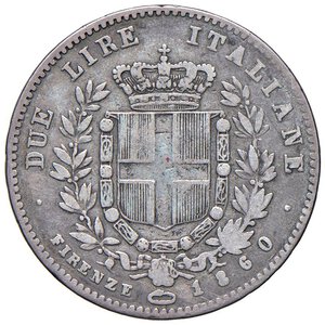 reverse: Vittorio Emanuele II re eletto (1859-1861) 2 Lire 1860 F - Nomisma 827 AG R. B/MB