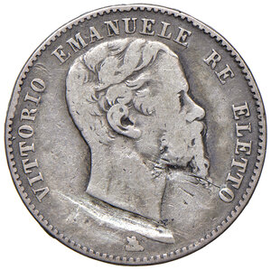 obverse: Vittorio Emanuele II re eletto (1859-1861) 2 Lire 1860 F - Nomisma 827 AG R Abrasione al D/. qMB/MB