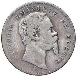 obverse: Vittorio Emanuele II re eletto (1859-1861) Lira 1860 F monti araldici - Nomisma 831 AG. qMB/MB