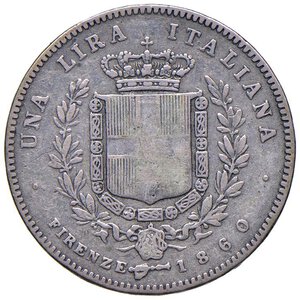 reverse: Vittorio Emanuele II re eletto (1859-1861) Lira 1860 F monti araldici - Nomisma 831 AG. qMB/MB