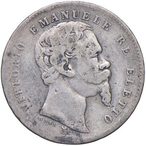 obverse: Vittorio Emanuele II re eletto (1859-1861) Lira 1860 F monti araldici - Nomisma 831 AG. MB