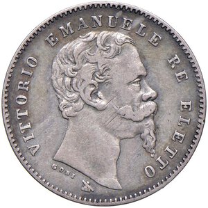 obverse: Vittorio Emanuele II re eletto (1859-1861) Lira 1860 F monti araldici - Nomisma 831 AG. qBB