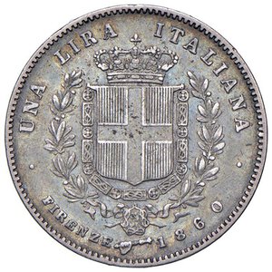 reverse: Vittorio Emanuele II re eletto (1859-1861) Lira 1860 F monti araldici - Nomisma 831 AG. qBB