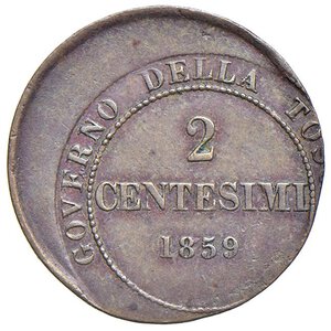 reverse: Vittorio Emanuele II re eletto (1859-1861) 2 Centesimi 1859 Birmingham - Nomisma 840 CU Esemplare fortemente decentrato. BB+