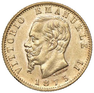 obverse: Vittorio Emanuele II (1861-1878) 20 Lire 1875 R - Nomisma 865 AU R Graffietto sul collo. SPL