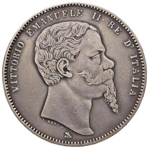 obverse: Vittorio Emanuele II (1861-1878) 5 Lire 1861 F - Nomisma 877 AG RR Fondi ritoccati e pesantemente lucidato. BB