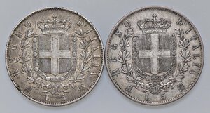 reverse: Vittorio Emanuele II (1861-1878) 5 Lire 1870 M e 1872 M - AG Lotto di due monete come da foto. Da esaminare. qBB-BB