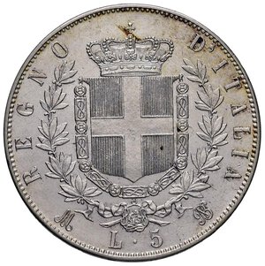 reverse: Vittorio Emanuele II (1861-1878) 5 Lire 1871 M - Nomisma 889 AG Graffietto al D/. SPL+