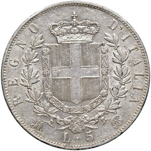 reverse: Vittorio Emanuele II (1861-1878) 5 Lire 1874 M - Nomisma 896 AG Sigillata BB+ da Marco Esposito. BB+