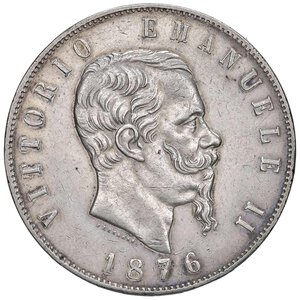 obverse: Vittorio Emanuele II (1861-1878) 5 Lire 1876 R - Nomisma 900 AG Leggermente lucidato. BB+