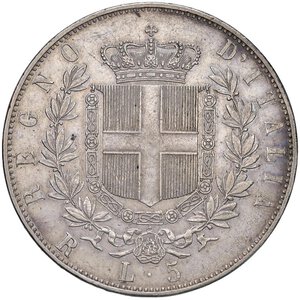 reverse: Vittorio Emanuele II (1861-1878) 5 Lire 1876 R - Nomisma 900 AG Leggermente lucidato. BB+