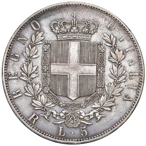 reverse: Vittorio Emanuele II (1861-1878) 5 Lire 1877 R - Nomisma 901 AG Colpi al bordo. BB+