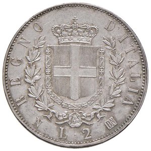 reverse: Vittorio Emanuele II (1861-1878) 2 Lire 1863 N stemma - Nomisma 905 AG. SPL/SPL+