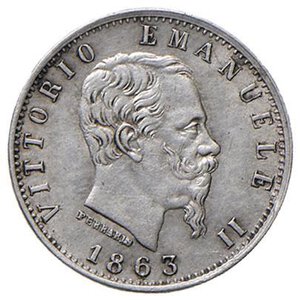 obverse: Vittorio Emanuele II (1861-1878) 20 Centesimi 1863 M - Nomisma 933 AG. SPL