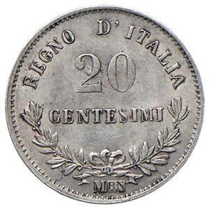 reverse: Vittorio Emanuele II (1861-1878) 20 Centesimi 1863 M - Nomisma 933 AG. SPL