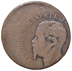 obverse: Vittorio Emanuele II (1861-1878) 5 Centesimi 1862 N - Nomisma 956 CU Esemplare fortemente decentrato. MB