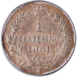 reverse: Vittorio Emanuele II (1861-1878) Centesimo 1861 M - Nomisma 964 CU In slab PCGS MS 64 RB 337066.64/17292422. MS 64 RB