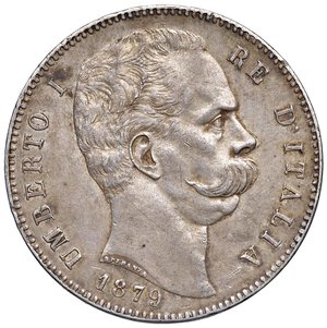 obverse: Umberto I (1878-1900) 5 Lire 1879 - Nomisma 993 AG Bella patina. BB+