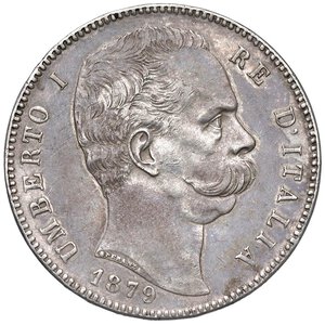 obverse: Umberto I (1878-1900) 5 Lire 1879 - Nomisma 992 AG. qSPL/SPL