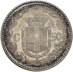 reverse: Umberto I (1878-1900) 50 Centesimi 1889 - Nomisma 1011 AG R. SPL/SPL+