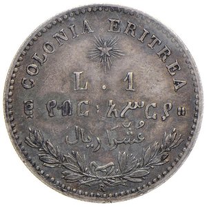 reverse: Umberto I (1878-1900) Eritrea - Lira 1896 - Nomisma 1043 AG Intensa patina. SPL