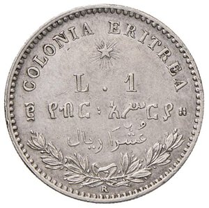 reverse: Umberto I (1878-1900) Eritrea - Lira 1896 - Nomisma 1043 AG RR Minimi colpetti al bordo. BB+