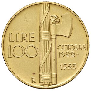 reverse: Vittorio Emanuele III (1900-1946) 100 Lire 1923 - Nomisma 1051 AU R. FDC