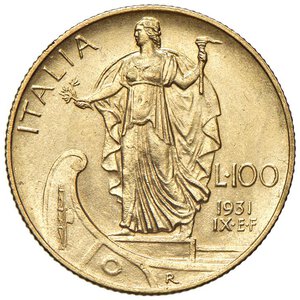 reverse: Vittorio Emanuele III (1900-1946) 100 Lire 1931 A. IX - Nomisma 1055 AU. qFDC